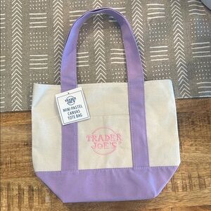Trader Joe's Mini Purple Pastel Canvas Tote Bag (Brand new with tags)